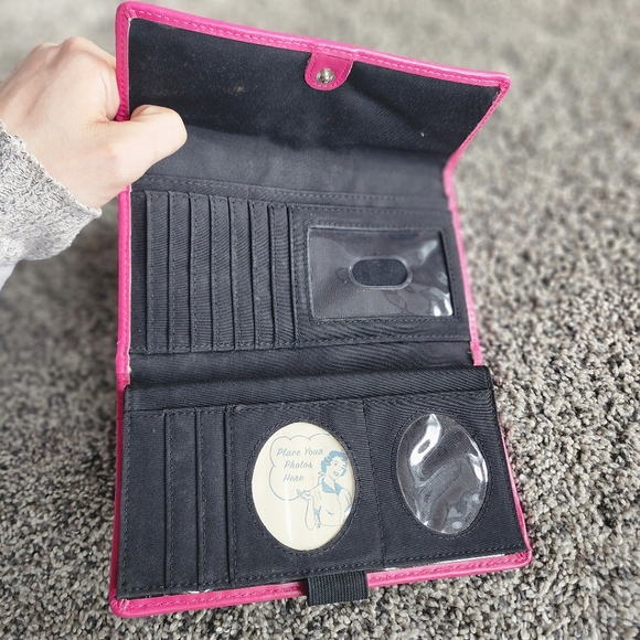 Y2K Fossil Animal Print Women's Wallet Envelope Fold Hot Pink Leopard 🐆 Retro - Picture 5 of 9